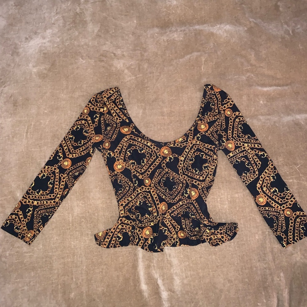 Vintage Gold Chain Print Peplum Top (TopShop)